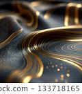 Abstract Gold and Dark Blue Wave Patterns with Shimmering Texture 133718165