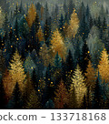 Vibrant Autumn Forest Scene with Mist and Golden Foliage Effects 133718168