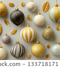 Elegant and Colorful Holiday Ornaments with Leaves on Background 133718171