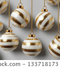 Elegant Gold and White Decorative Ornaments on Grey Background 133718173
