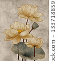 Elegant Lotus Flowers with Soft Color Palette and Textured Background 133718859