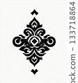 Elegant Ornate Black and White Floral Design with Decorative Elements 133718864