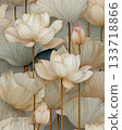 Elegant Floral Design with Lotuses and Subtle Leaf Patterns 133718866