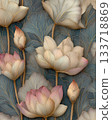 Elegant Lotus Flowers with Delicate Petals on Textured Background 133718869