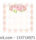 A rose and gingham check frame. A cute, retro floral design. 133718971