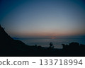 日本海上的日落和寧靜的海景 133718994
