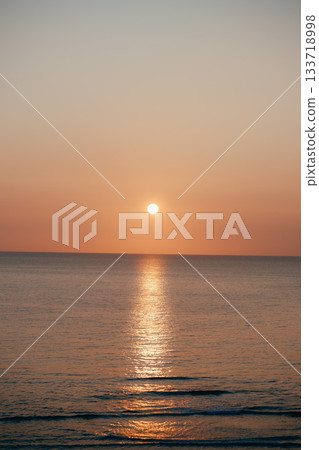 Sunset over the Sea of Japan and a tranquil seascape 133718998