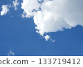 Blue sky white clouds and Beautiful puffy fluffy cumulus cloud, cloudscape background. 133719412