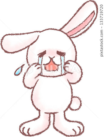 可愛的兔子插圖_哭泣的兔子插圖 133719720