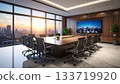 Conference room table and monitor background 133719920