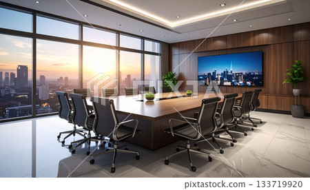 Conference room table and monitor background Conference room table and monitor background 133719920