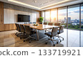Conference room table and monitor background 133719921