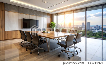 Conference room table and monitor background Conference room table and monitor background 133719921