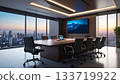 Conference room table and monitor background 133719922