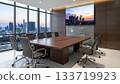 Conference room table and monitor background 133719923