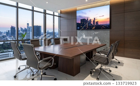 Conference room table and monitor background Conference room table and monitor background 133719923