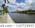 Ala Wai Canal and cloudscape in Honolulu 133719935