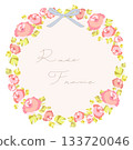 A floral wreath-style frame with a retro rose design. 133720046
