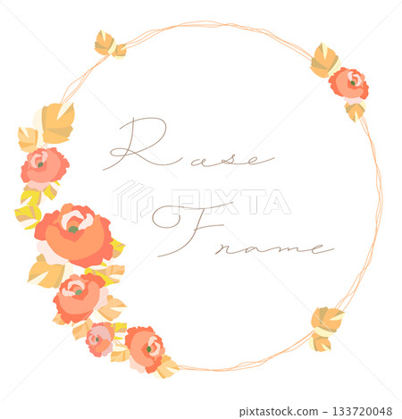 A floral wreath-style frame with a retro rose design. A floral wreath-style frame with a retro rose design. 133720048