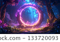 A fantastic backdrop with a glowing magic circle floating 133720093
