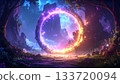 A fantastic backdrop with a glowing magic circle floating 133720094