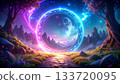 A fantastic backdrop with a glowing magic circle floating 133720095