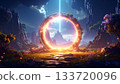 A fantastic backdrop with a glowing magic circle floating 133720096