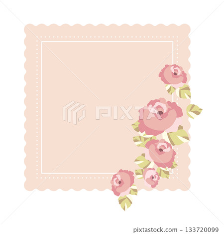 花卉邊框。復古玫瑰設計。浪漫植物圖案。 花卉邊框。復古玫瑰設計。浪漫植物圖案。 133720099