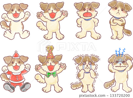 可愛的狗狗插畫_狗狗_各種表情的狗狗插畫 133720200