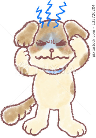 Cute dog illustration_Dog_Illustration of a dog with a headache 133720204