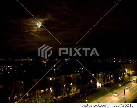 The Factory chimneys and moon. The Factory chimneys and moon. 133720213