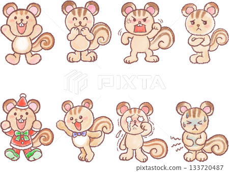 可愛的松鼠插畫_一組表情各異的松鼠插畫 133720487