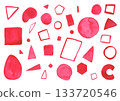 Red geometric analog material hand-painted with watercolors 133720546