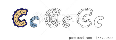 Decorative letter C with stars and constellation doodle illustration Decorative letter C with stars and constellation doodle illustration 133720688