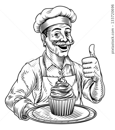 Pastry Chef Cupcake Cake Baker Bakery Illustration Pastry Chef Cupcake Cake Baker Bakery Illustration 133720696