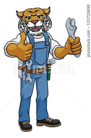 Wildcat Plumber Or Mechanic Holding Spanner Wildcat Plumber Or Mechanic Holding Spanner 133720698