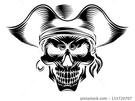 Pirate Skull Captain Hat Skeleton Vintage Design 133720707