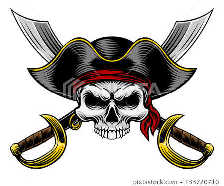 Skull Pirate Crossbones Cross Cutlass Swords 133720710