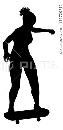 Woman Silhouette Female Skateboarder Girl Woman Silhouette Female Skateboarder Girl 133720712
