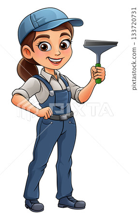 Woman Female Squeegee Window Cleaner 133720731