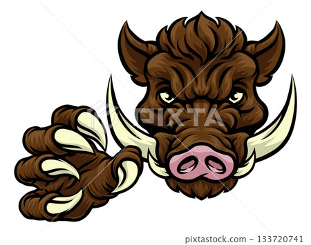 Boar Wild Hog Razorback Warthog Pig Sports Mascot Boar Wild Hog Razorback Warthog Pig Sports Mascot 133720741