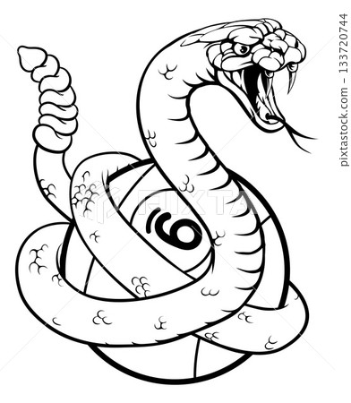 Rattlesnake 9 Ball Nine Ball Pool Cartoon Mascot Rattlesnake 9 Ball Nine Ball Pool Cartoon Mascot 133720744