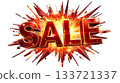 3D Explosion Effect SALE Logo (Red x Gold, Transparent Background) 133721337