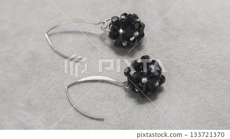 Handcrafted earrings made of beads and glass beads. Silver and gold hardware. 133721370