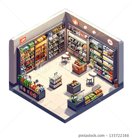 方形天然超市內部插圖圖標 133722168