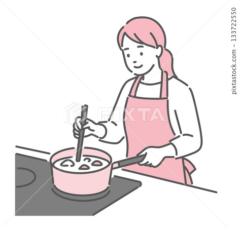 Illustration of a woman cooking in the kitchen (apron, cooking) 133722550