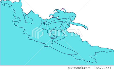 衝浪女子插圖 133722634