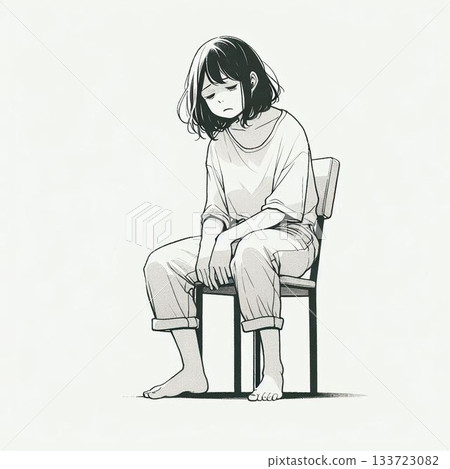 Tired woman sitting on a chair Tired woman sitting on a chair 133723082