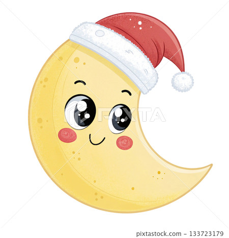 A super cute crescent moon with rounded curvesAdd a small Santa hat A super cute crescent moon with rounded curvesAdd a small Santa hat 133723179