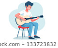 Illustration Young Man Playing Acoustic Guitar 133723832